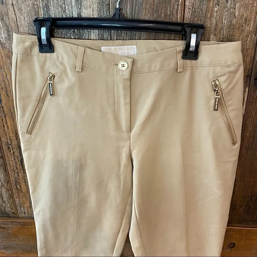 Michael Kors 6 Khaki Casual Workwear Cotton Trousers Tapered Pants